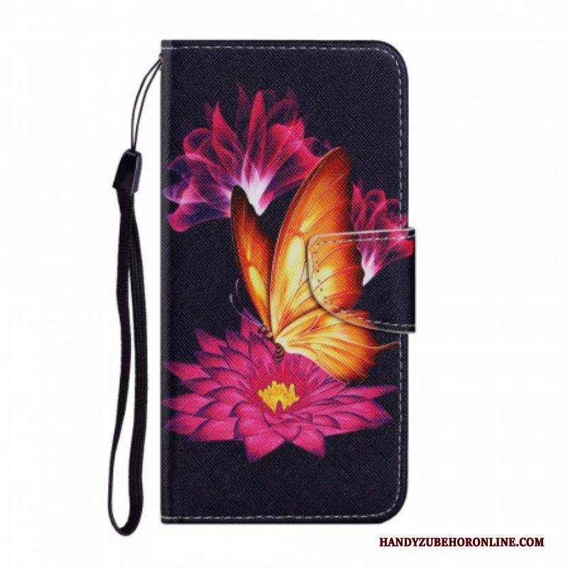 Flip Case Für Poco M4 Pro 5G Schmetterling Und Lotus
