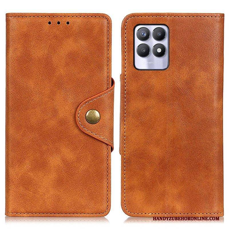 Flip Case Für Realme 8i Vintage Kunstleder Und Knopf
