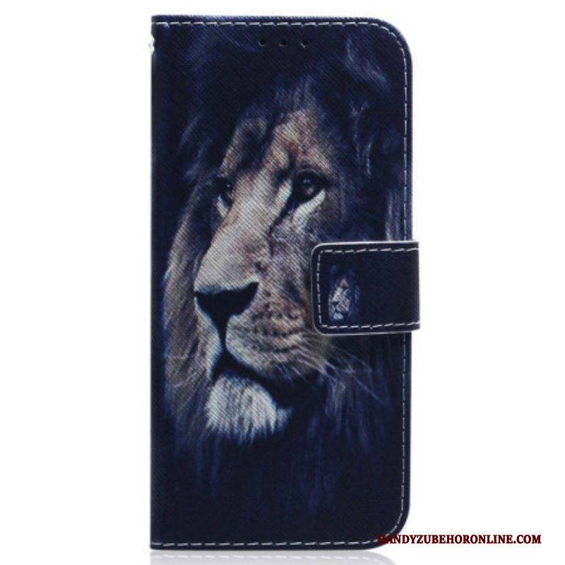 Flip Case Für Realme C35 Nachtlöwe