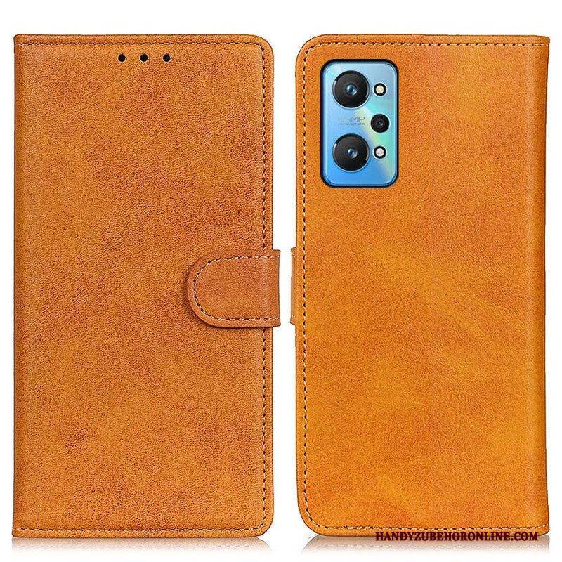 Flip Case Für Realme GT Neo 3T / Neo 2 Matter Retro-ledereffekt