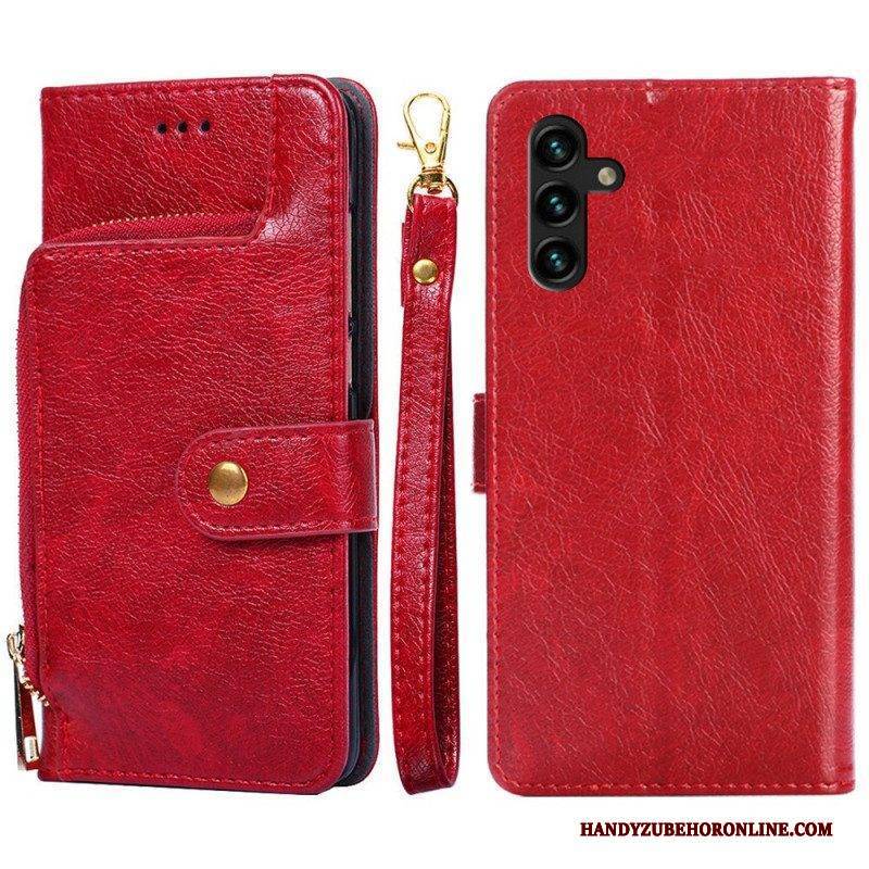 Flip Case Für Samsung Galaxy A13 5G / A04s Münzgeldbörse Und Umhängeband Vorne