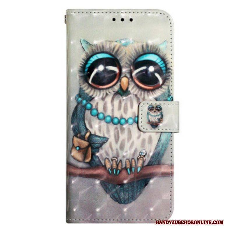 Flip Case Für Samsung Galaxy A14 / A14 5G Mit Kordel Miss Owl Mit Riemen