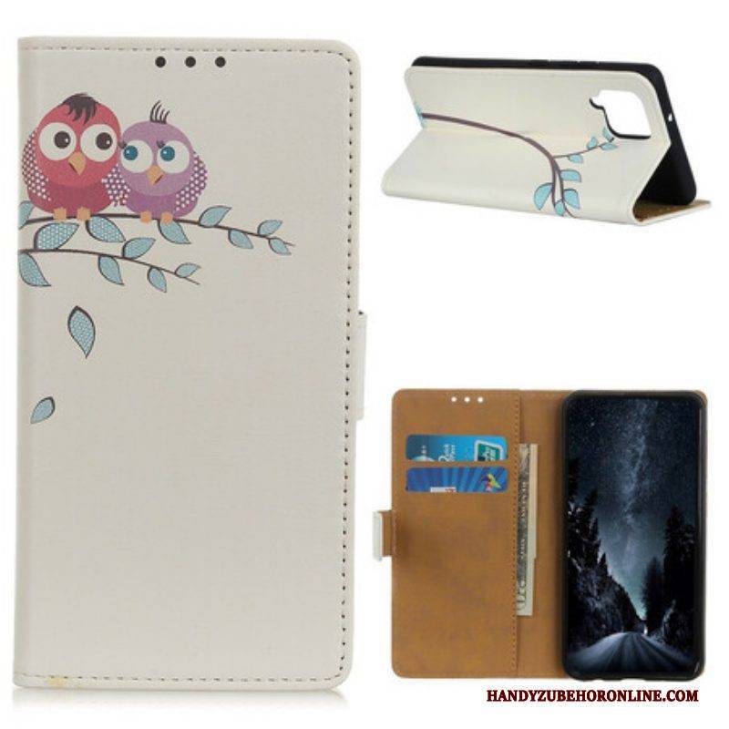 Flip Case Für Samsung Galaxy A42 5G Ein Paar Eulen Auf Dem Baum