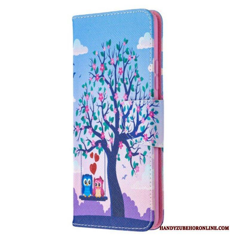 Flip Case Für Samsung Galaxy A42 5G Eulen Auf Der Schaukel