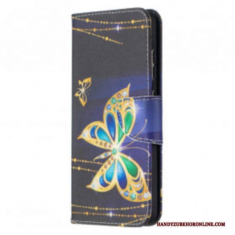 Flip Case Für Samsung Galaxy A52 4G / A52 5G / A52s 5G Goldene Schmetterlinge