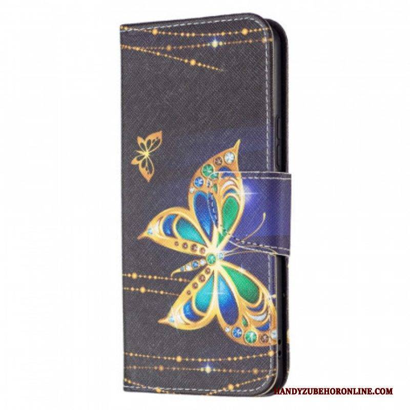 Flip Case Für Samsung Galaxy A53 5G Goldene Schmetterlinge