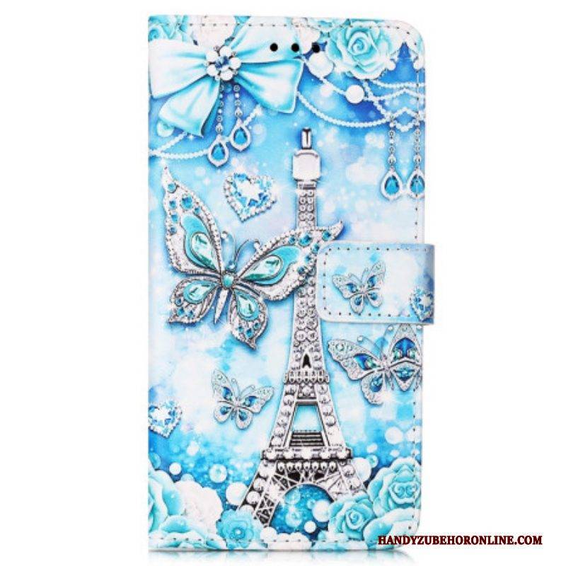 Flip Case Für Samsung Galaxy A54 5G Eiffelturm-schmetterlinge