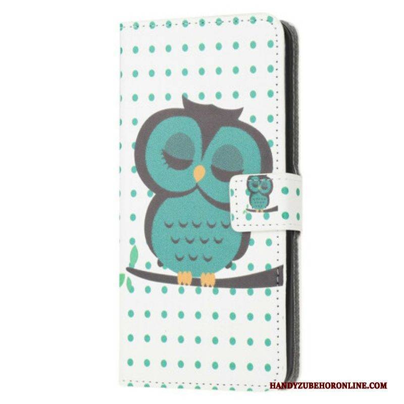 Flip Case Für Samsung Galaxy M12 / A12 Schlafende Eule