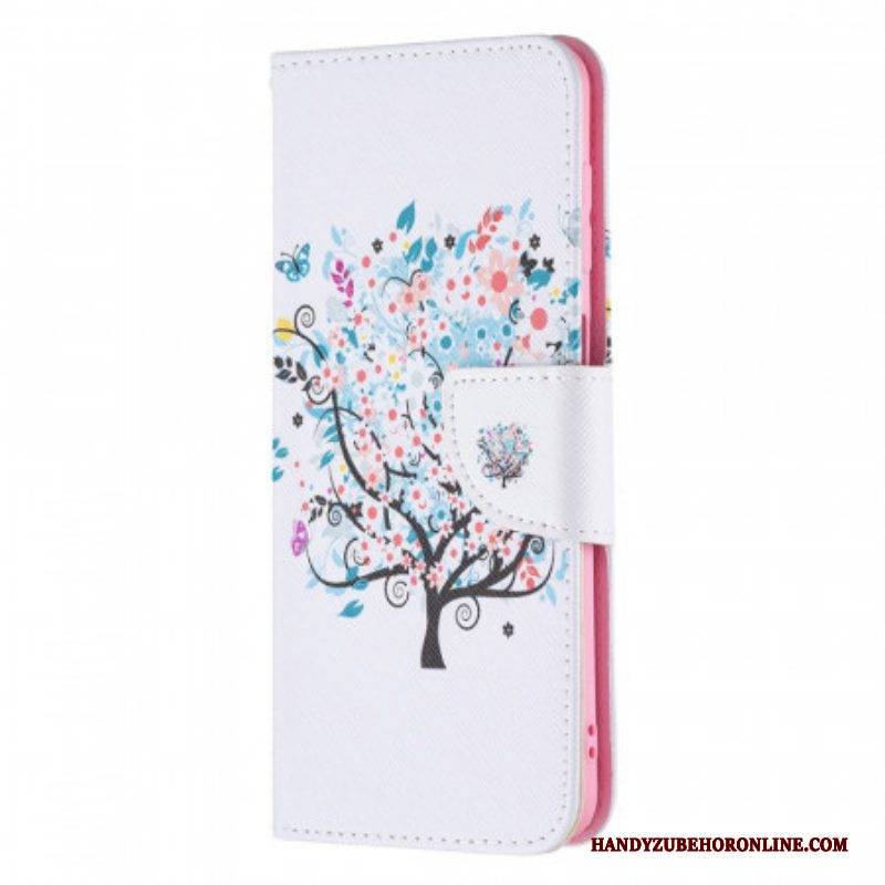 Flip Case Für Samsung Galaxy M32 Geblümter Baum