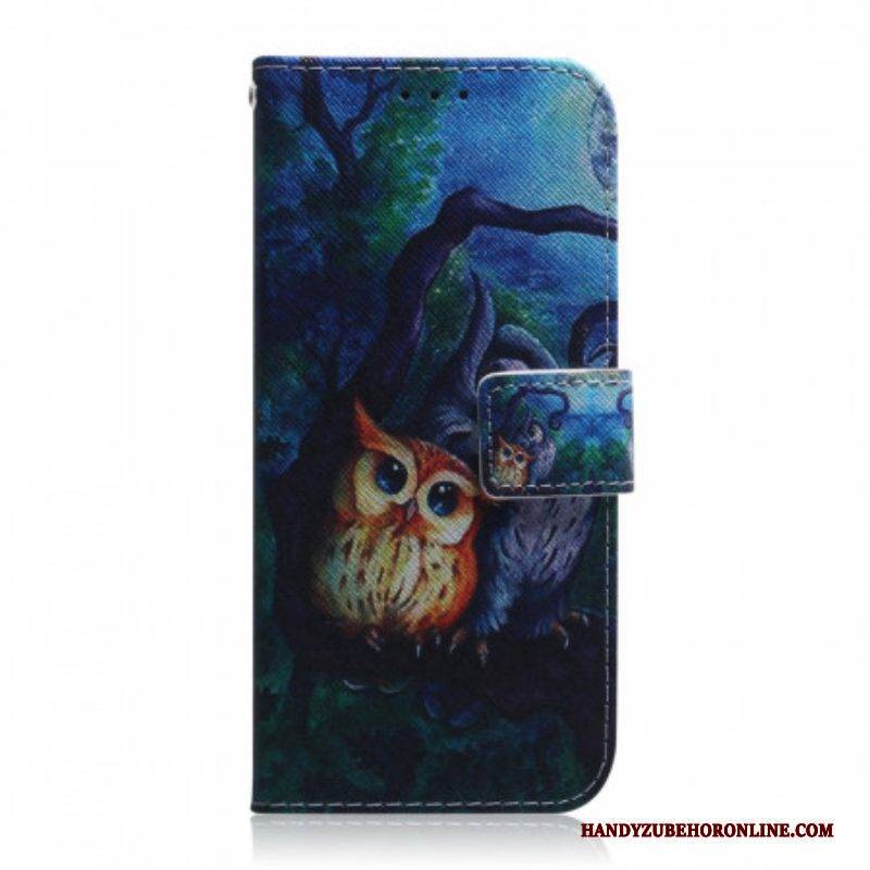 Flip Case Für Samsung Galaxy M32 Gemälde Von Eulen