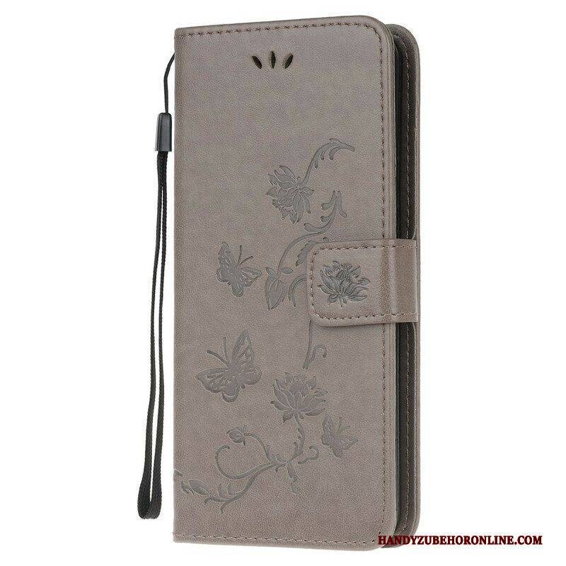Flip Case Für Samsung Galaxy Note 20 Ultra Mit Kordel Tanga-schmetterlinge Und Blumen