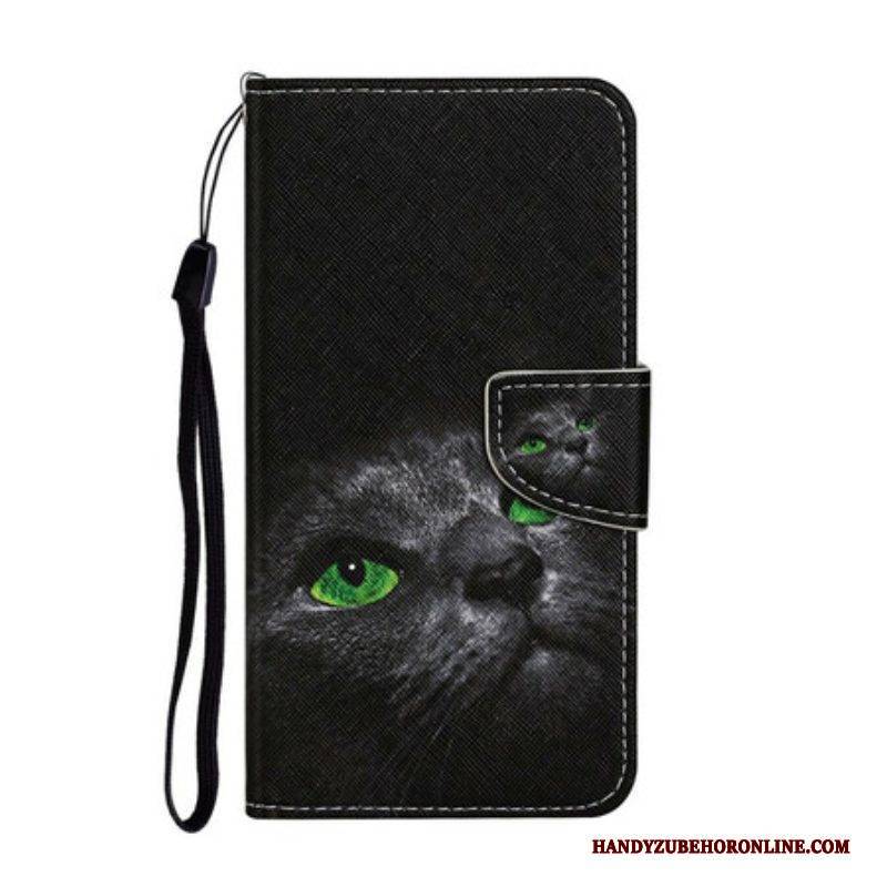 Flip Case Für Samsung Galaxy S20 FE Grünäugige Katze Mit Schlüsselband