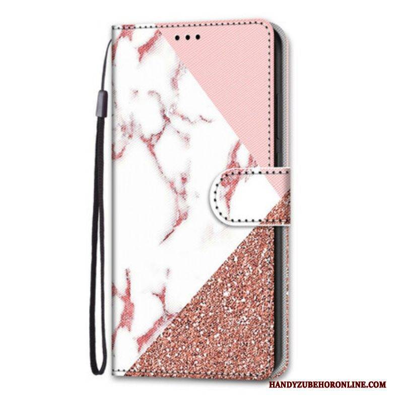 Flip Case Für Samsung Galaxy S21 5G Dreieck Aus Marmor Und Glitzer