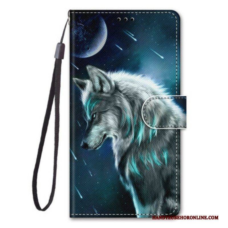 Flip Case Für Samsung Galaxy S21 5G Wolf Unter Einem Sternenregen
