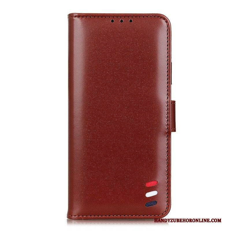 Flip Case Für Samsung Galaxy S21 FE Dreifarbiger Ledereffekt