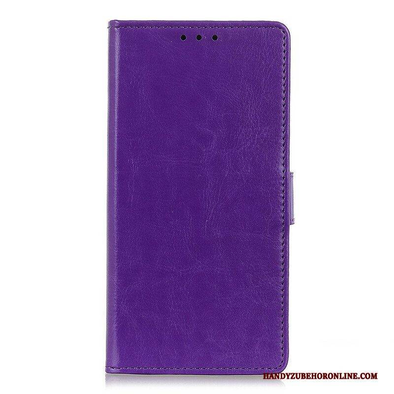 Flip Case Für Samsung Galaxy S21 FE Einfacher Glänzender Ledereffekt