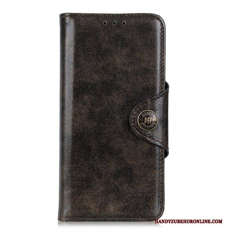 Flip Case Für Samsung Galaxy S21 FE Lackknopf Aus Kunstleder