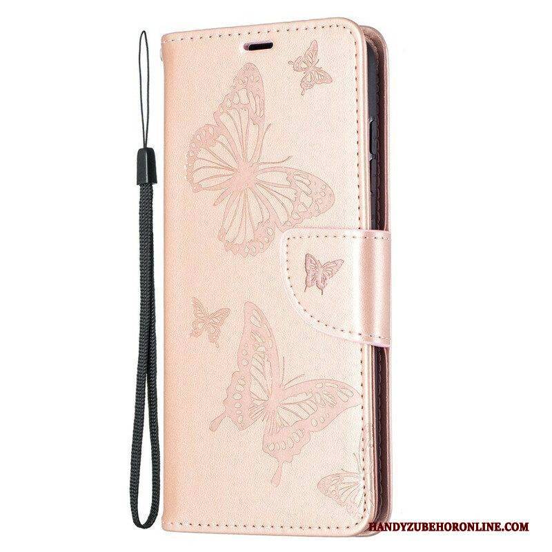 Flip Case Für Samsung Galaxy S21 FE Schmetterlinge Im Flug Mit Schlüsselband