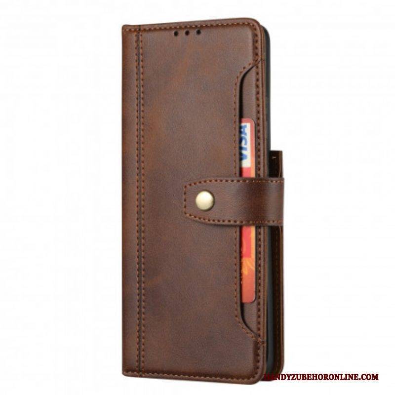 Flip Case Für Samsung Galaxy S21 Ultra 5G Kartenhalter Und Riemen Vorne
