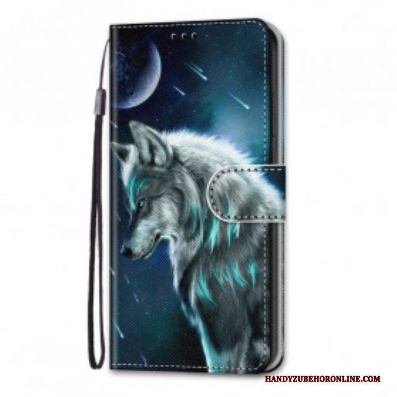 Flip Case Für Samsung Galaxy S21 Ultra 5G Wolf Unter Einem Sternenregen