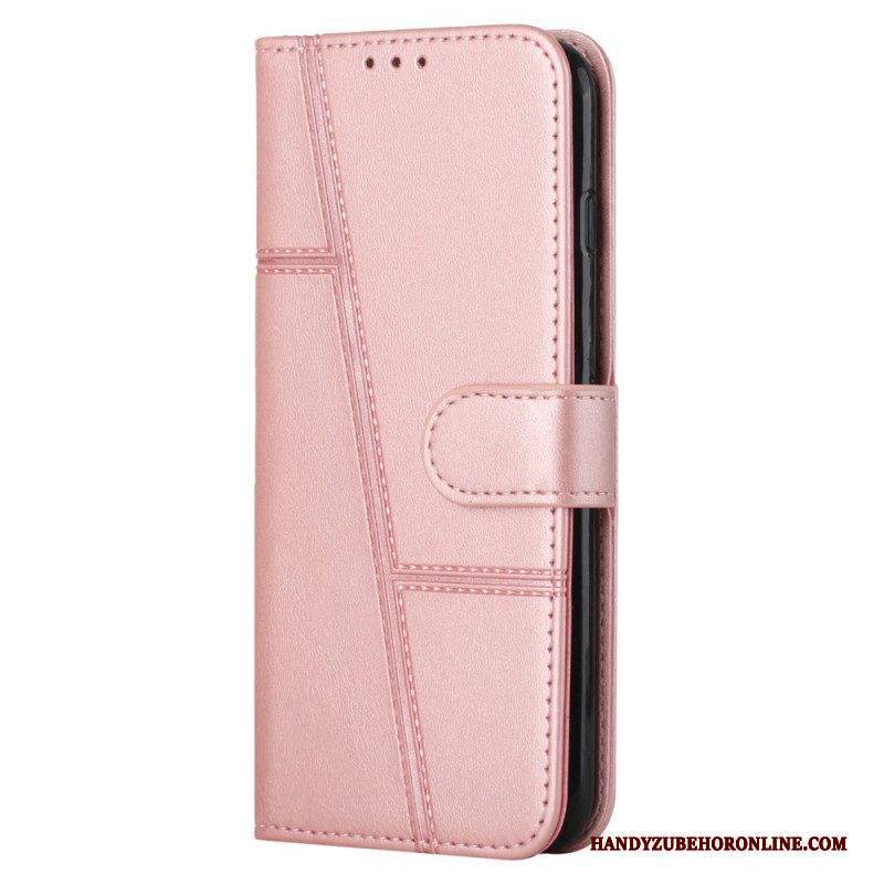 Flip Case Für Samsung Galaxy S22 5G Mit Kordel Riemchen-geo-ledereffekt