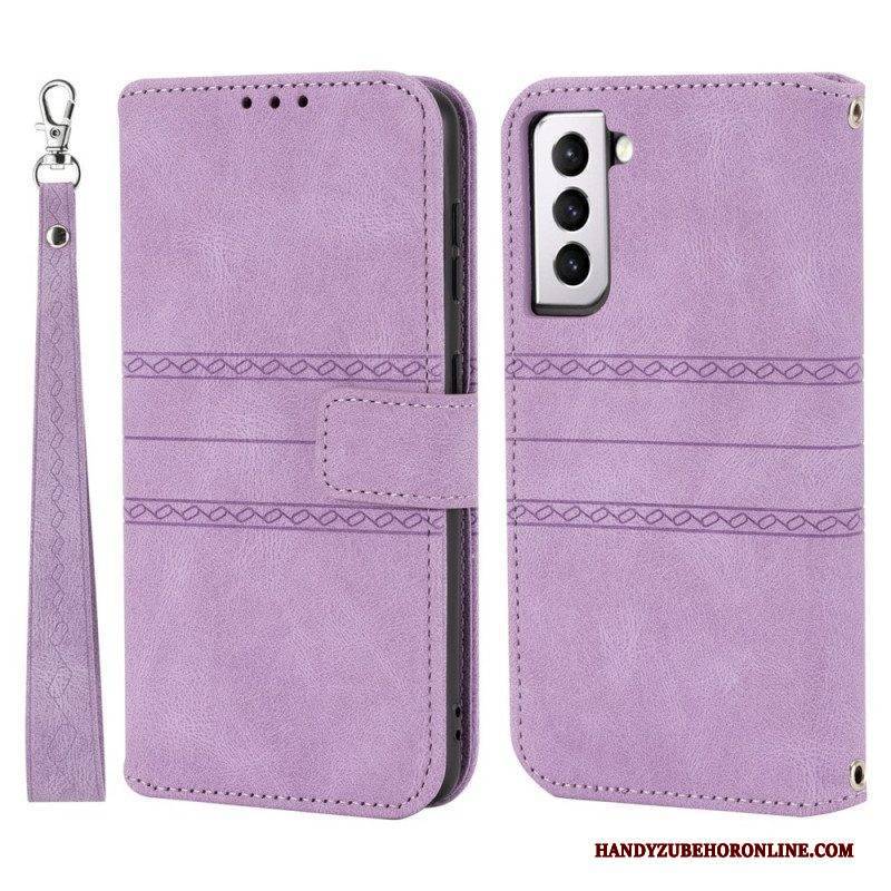 Flip Case Für Samsung Galaxy S22 5G Spitzennähte