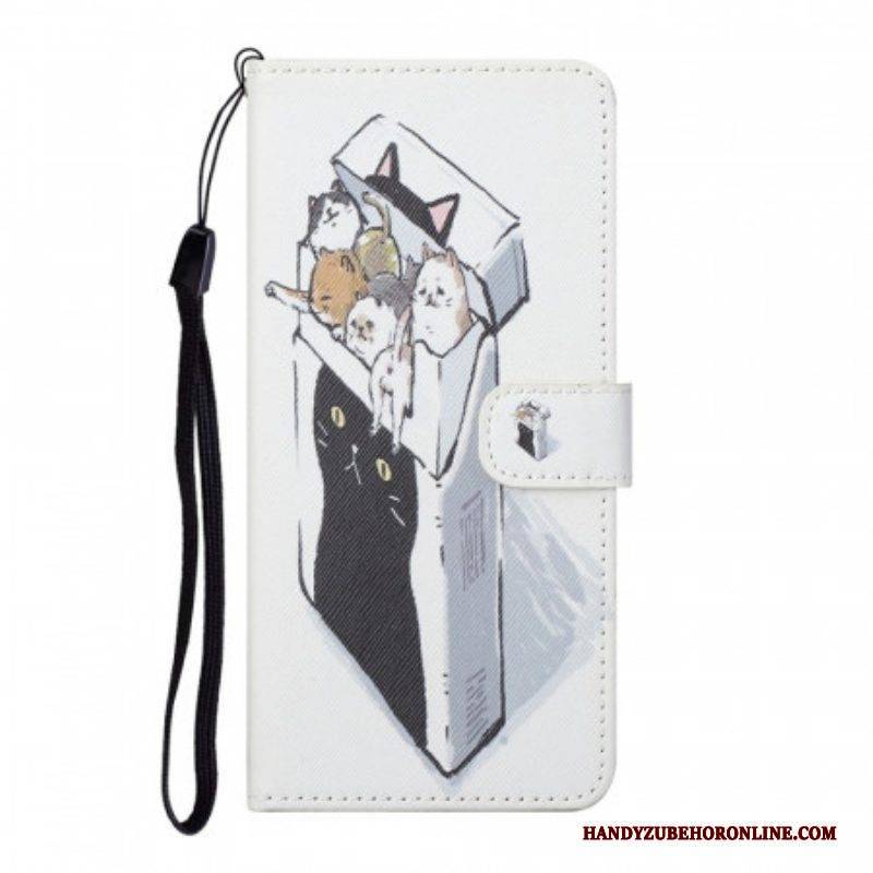 Flip Case Für Samsung Galaxy S22 Plus 5G Mit Kordel Lieferkatzen Mit Tangas