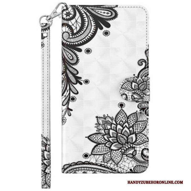 Flip Case Für Samsung Galaxy S23 5G Mit Kordel Riemchenspitze