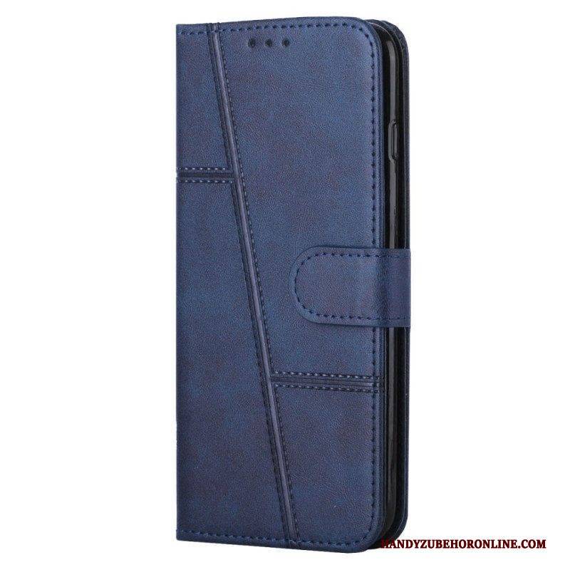 Flip Case Für Sony Xperia 1 IV Geometrischer Lederstil Mit Riemen
