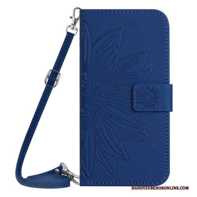 Flip Case Für Sony Xperia 10 IV Sonnenblume Und Schultergurt