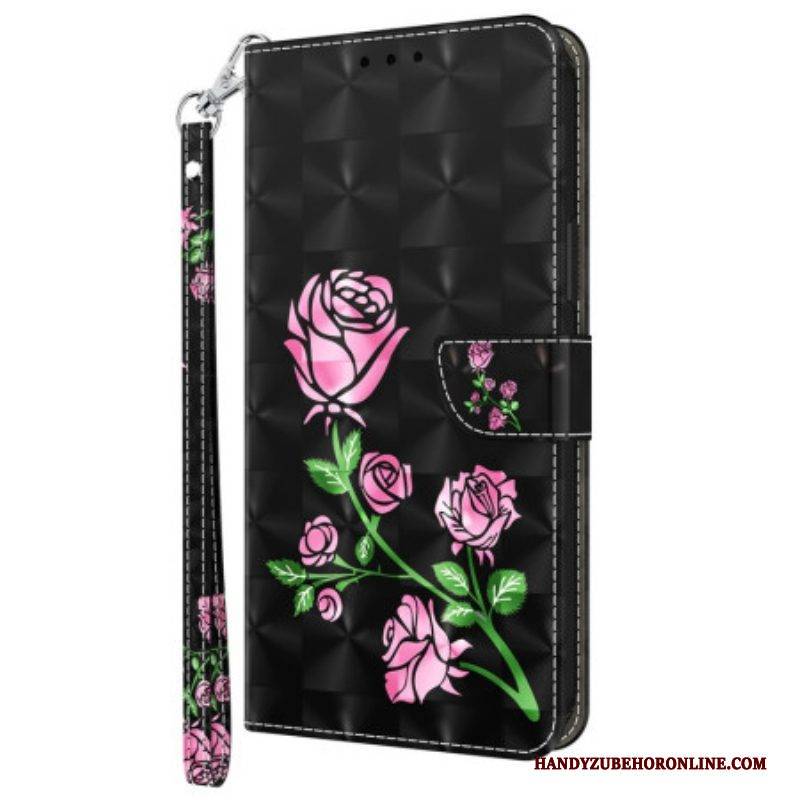 Flip Case Für Sony Xperia 5 IV Mit Kordel Riemenrosen