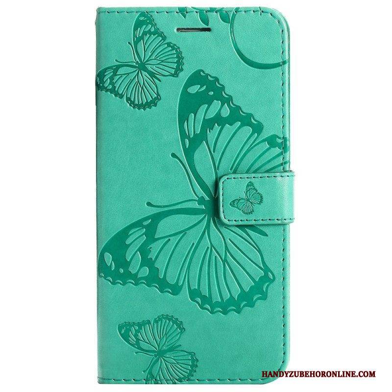Flip Case Für Vivo Y22s Mit Kordel Riesige Riemenschmetterlinge