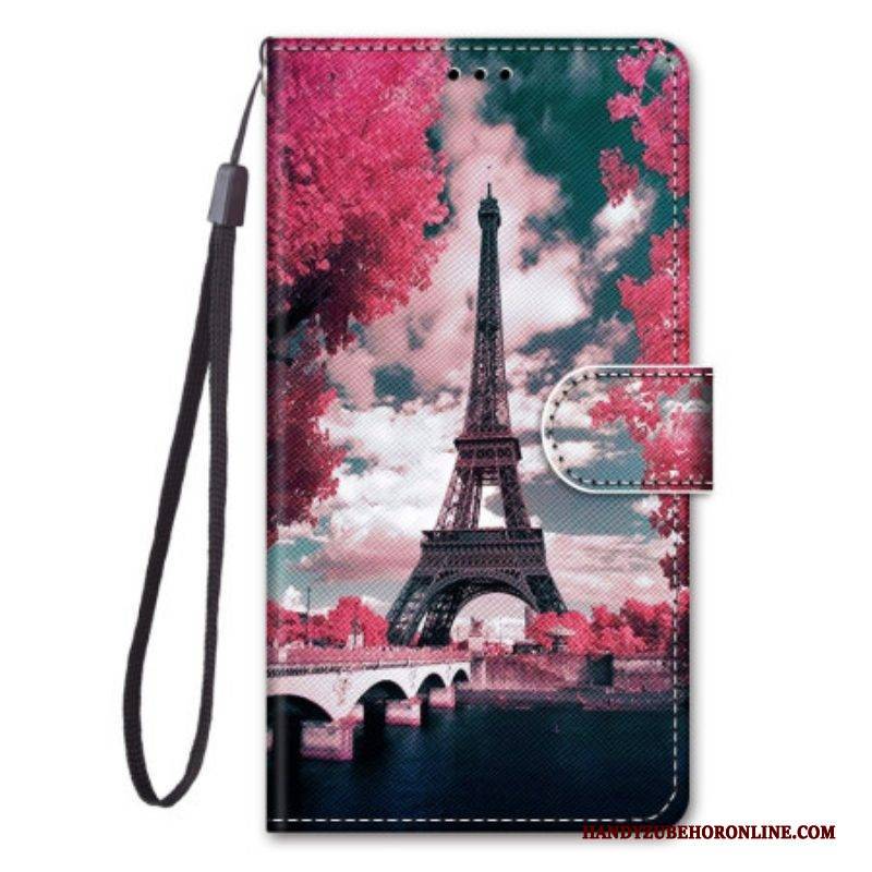 Flip Case Für Xiaomi 12 / 12X Mit Kordel Eiffelturm Mit Riemen