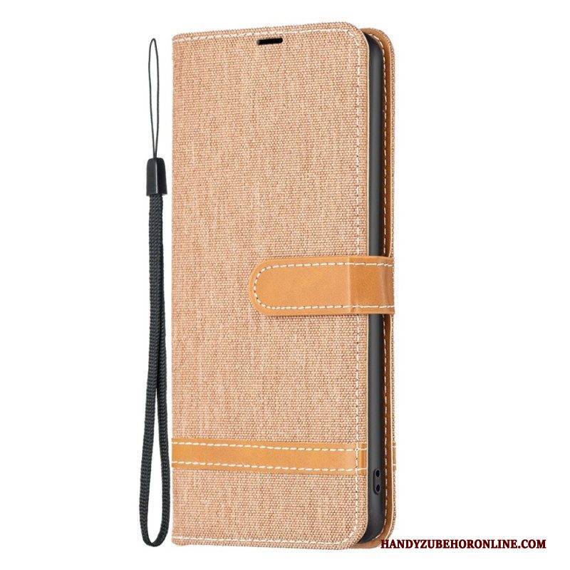 Flip Case Für Xiaomi 12T / 12T Pro Mit Kordel Armband In Stoff- Und Lederoptik