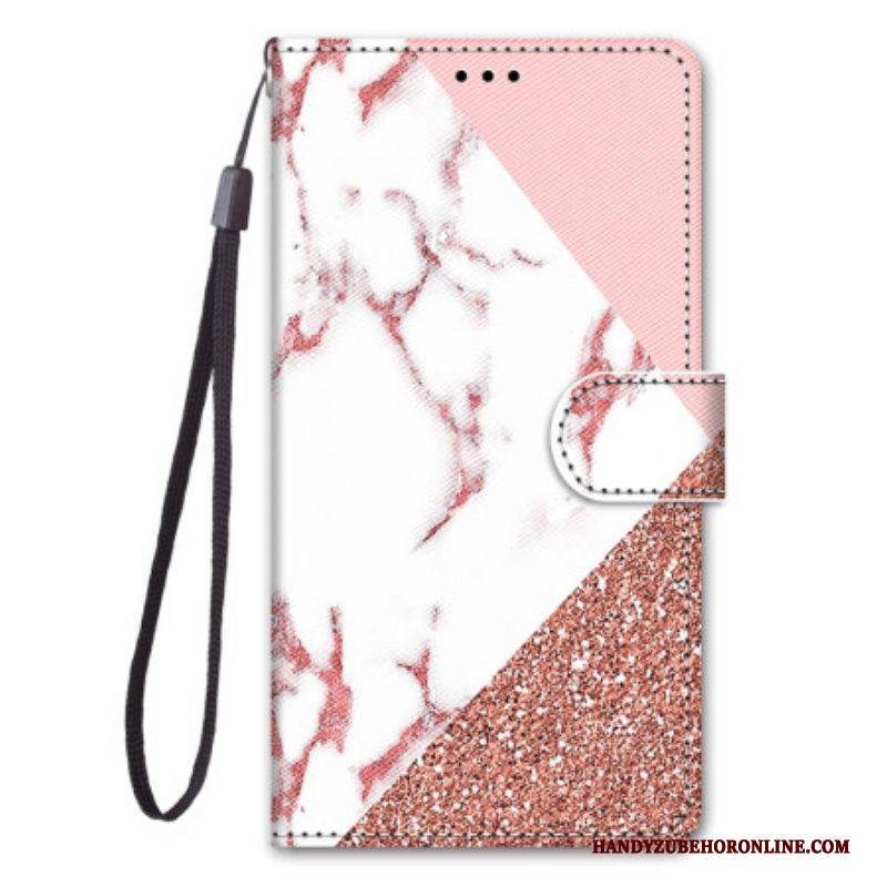 Flip Case Für Xiaomi 13 Dreieck Aus Marmor Und Glitzer