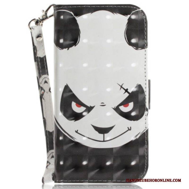 Flip Case Für Xiaomi 13 Mit Kordel Wütender Panda Mit Schlüsselband