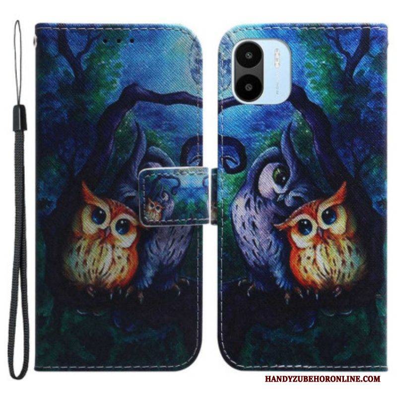 Flip Case Für Xiaomi Redmi A1 Gemälde Von Eulen