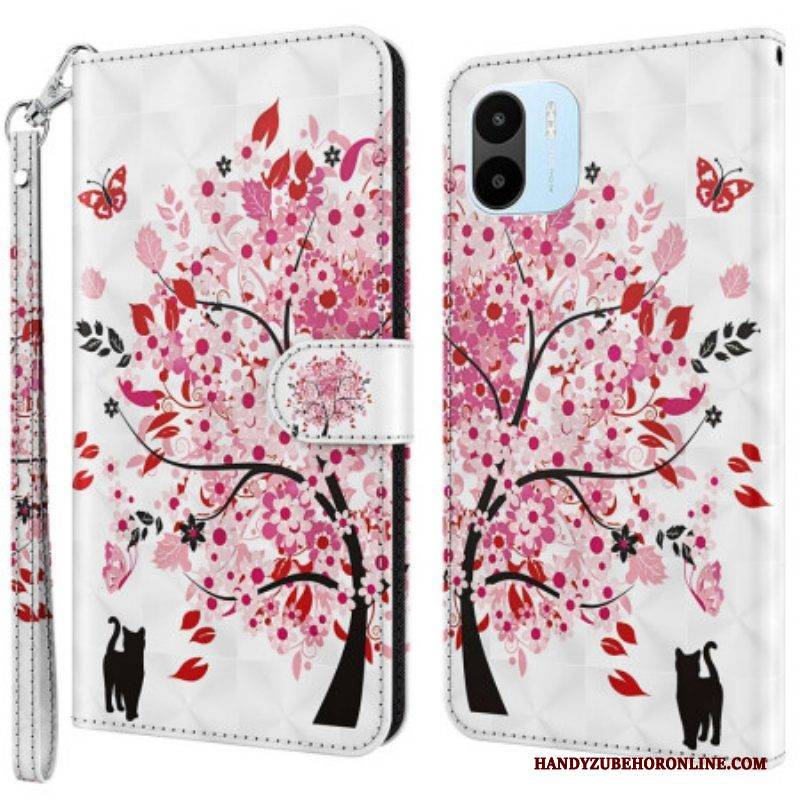 Flip Case Für Xiaomi Redmi A1 Mit Kordel Baum Und Riemchenkatze