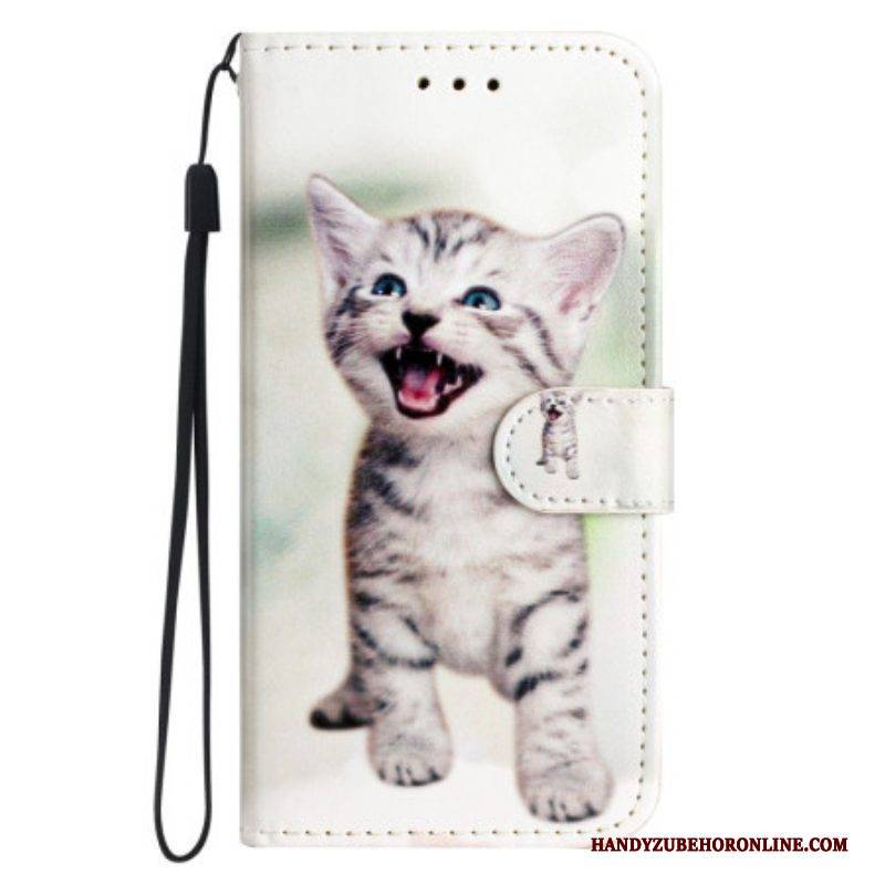 Flip Case Für Xiaomi Redmi A1 Mit Kordel Kleines Kätzchen Mit Riemen