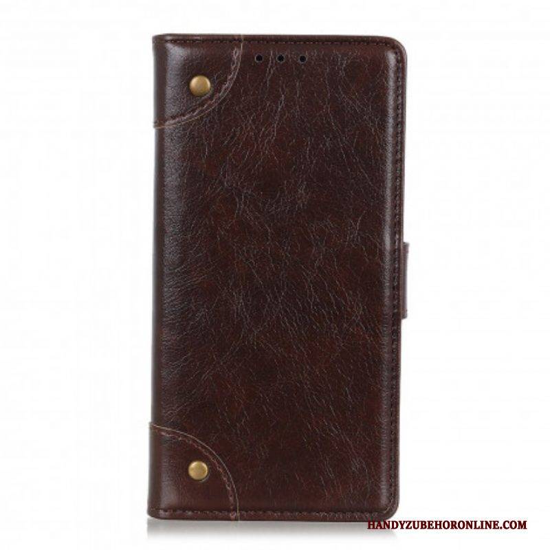 Flip Case Für Xiaomi Redmi Note 10 5G Stil: Nappaleder Mit Vintage-nieten