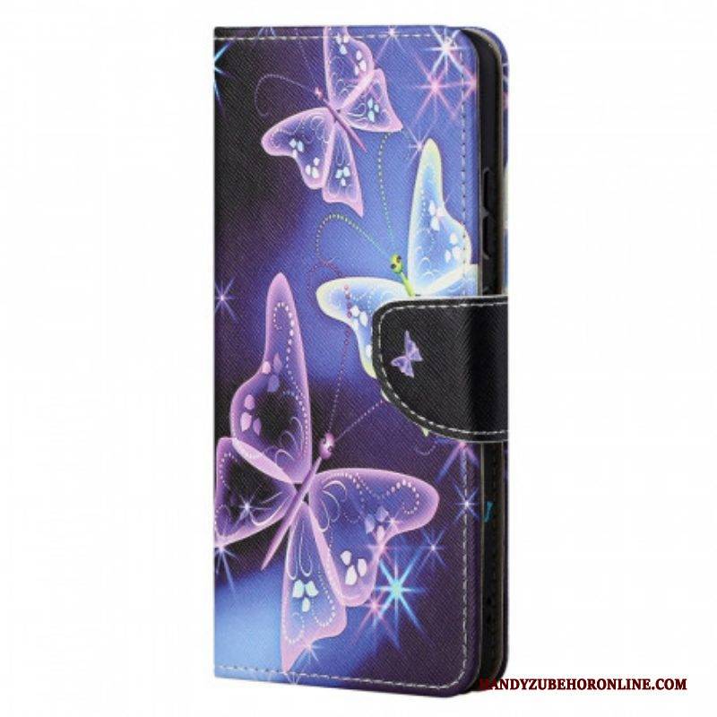 Flip Case Für Xiaomi Redmi Note 11 / 11S Neon-schmetterlinge
