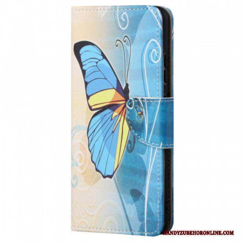 Flip Case Für Xiaomi Redmi Note 11 Pro / 11 Pro 5G Blauer Und Gelber Schmetterling