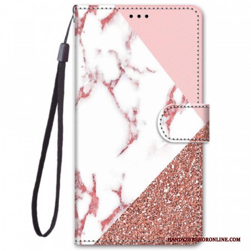 Flip Case Für Xiaomi Redmi Note 11 Pro Plus 5G Dreieck Aus Marmor Und Glitzer
