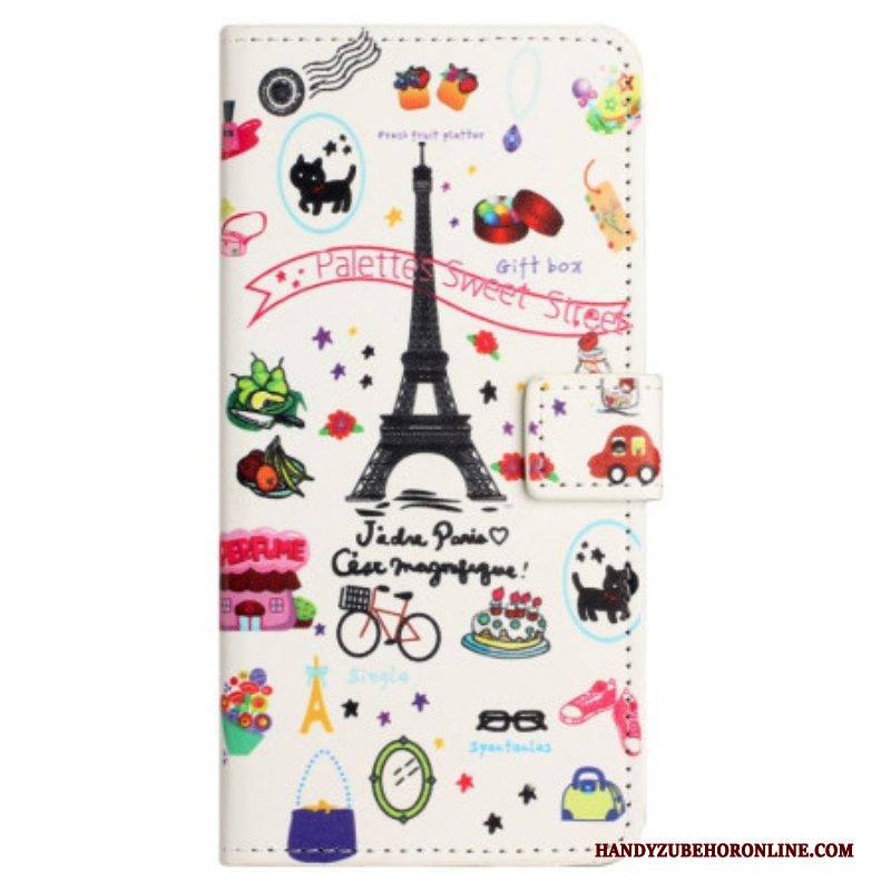 Flip Case Für Xiaomi Redmi Note 12 4G Ich Liebe Paris