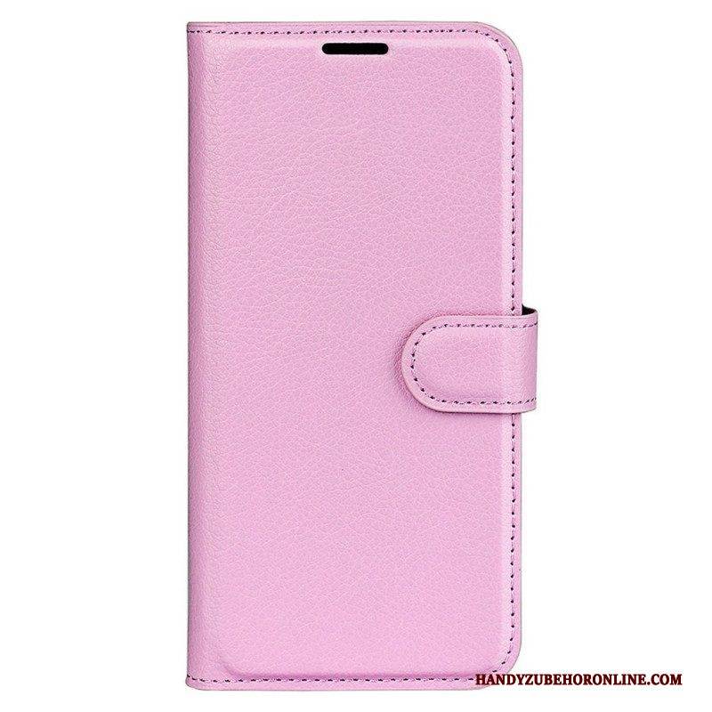 Flip Case Für Xiaomi Redmi Note 12 5G Klassischer Litschi-ledereffekt