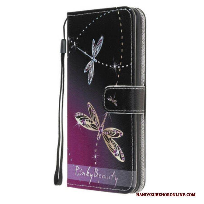 Flip Case Für iPhone 13 Mini Mit Kordel Riemchenlibellen