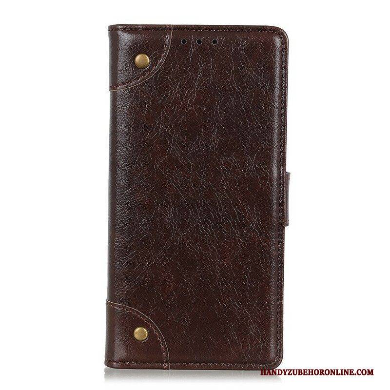 Flip Case Für iPhone 13 Pro Stil: Nappaleder Mit Vintage-nieten