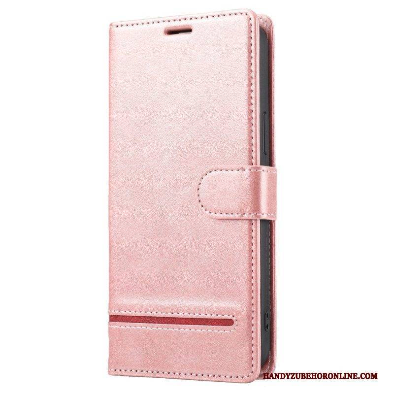 Flip Case Für iPhone 14 Pro Linie Ledereffekt