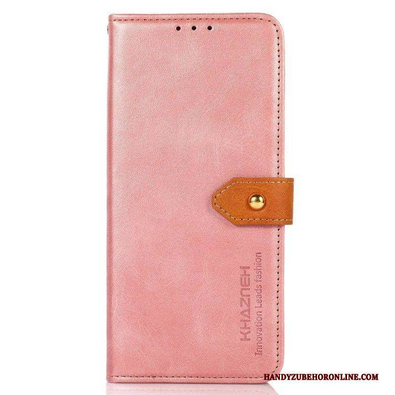 Flip Case Für iPhone 14 Pro Max Zweifarbiger Goldener Verschluss Khazneh