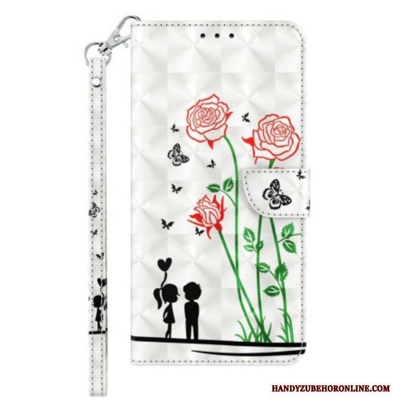Flip Case Für iPhone 14 Pro Mit Kordel Lanyard Love Löwenzahn